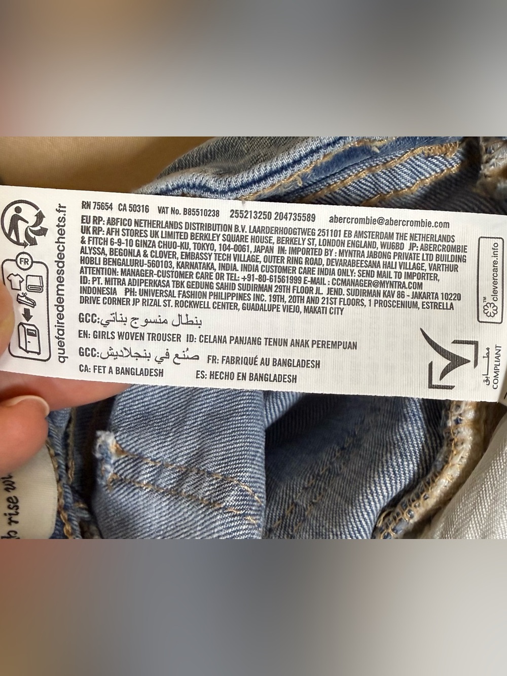 Abercrombie Kids Girls Light Blue Embroidered Wide-Leg Jeans, Size 11/12 Long. - Picture 14 of 16